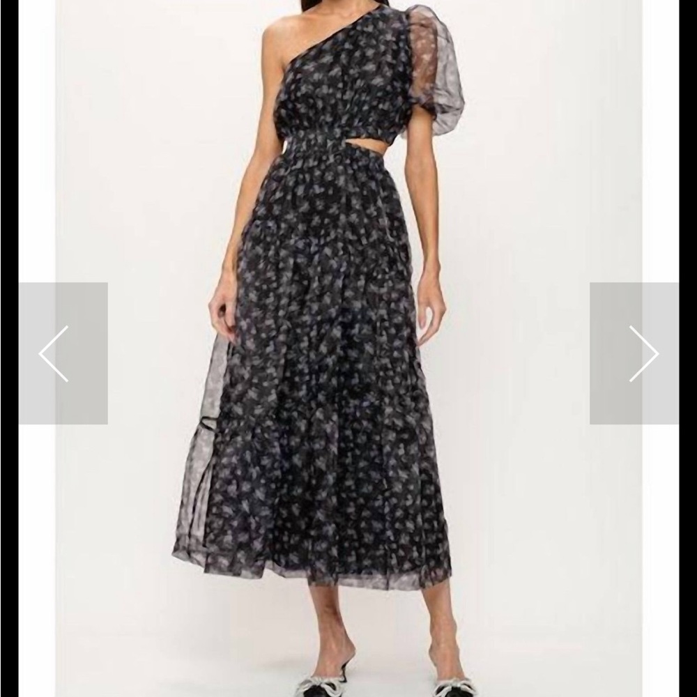new Sofie the Label size S one shoulder floral black cocktail dress